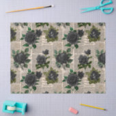 ブラックバラヴィンテージ新聞デコパージ 薄葉紙 (クラフト)