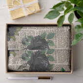 ブラックバラヴィンテージ新聞デコパージ 薄葉紙 (ギフト)