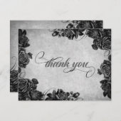 ブラックバラ結婚ゴシック サンキューカード (正面/裏面)