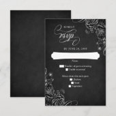 ブラックバラ結婚ゴシック 出欠カード (正面/裏面)