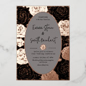 ブラックバラ結婚ズフォイル招待状 箔招待状 (正面)
