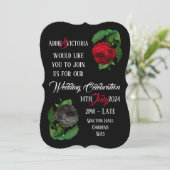 ブラックバラ結婚式招待状 招待状 (スタンド正面)