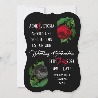 ブラックバラ結婚式招待状 招待状