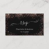 ブラックバラ結婚金ゴールドのウェブサイトRSVP QRコード エンクロージャーカード (正面)