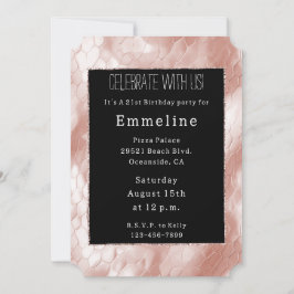 ブラックバラ赤面ピンクスネークスキン 招待状