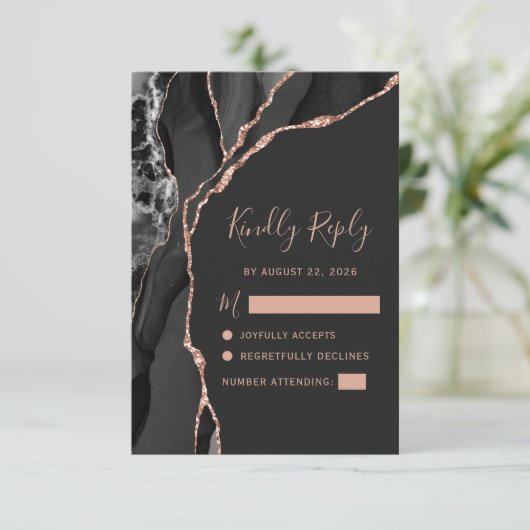 ブラックバラ金ゴールドアガテダークウェディングRSVP 出欠カード (スタンド正面)