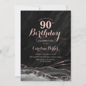 ブラックバラ金ゴールドアガテマーブル90誕生日 招待状 (正面)