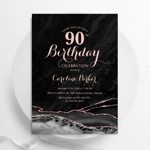 ブラックバラ金ゴールドアガテマーブル90誕生日 招待状