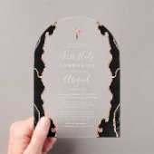 ブラックバラ金ゴールドアガートアーチファースト聖餐式 アクリル招待状 (インサイチュ (ポータブル))