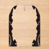 ブラックバラ金ゴールドアガートアーチファースト聖餐式 アクリル招待状 (正面)