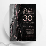 ブラックバラ金ゴールドアゲートサプライズ30th Birthday 招待状<br><div class="desc">黒とバラの金ゴールドは驚きの30歳の誕生日パーティの招待状。石エレガント石の大理石の地縁を特徴とするモダンデザイン、フェイクグリッターバラ金ゴールドおよびタイポグラフィスクリプトフォント。トレンディー招待状カードは女性スタイリッシュの日のお祝いに最適。印刷されたZazzle招待状または即時ダウンロードのデジタル印刷可能なテンプレート。</div>