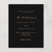 ブラックバラ金ゴールドクラシックフォーマル結婚式招待状 (正面)