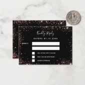 ブラックバラ金ゴールドグラマラス結婚式RSVP ノートカード (正面/裏面インサイチュ)