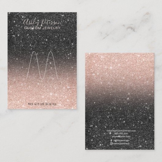 ブラックバラ金ゴールドグリッタージュエリーリング表示 名刺 (正面/裏面)