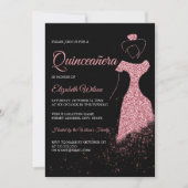 ブラックバラ金ゴールドグリッタースパークルドレスキンセアニェラ 招待状 (正面)