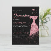 ブラックバラ金ゴールドグリッタースパークルドレスキンセアニェラ 招待状 (スタンド正面)