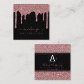 ブラックバラ金ゴールドグリッタードライスビジネスロゴ スクエア名刺 (正面/裏面)