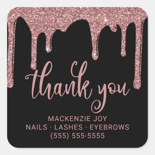 ブラックバラ金ゴールドグリッタードリップスビジネスサンキュー スクエアシール (正面)
