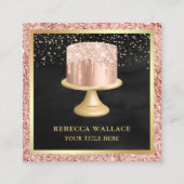 ブラックバラ金ゴールドグリッタードリップスピンクケーキベーカリー スクエア名刺 (正面)