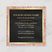 ブラックバラ金ゴールドグリッタードリップスマルーンケーキベーカリー スクエア名刺 (裏面)