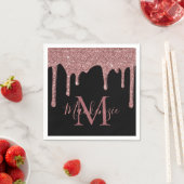 ブラックバラ金ゴールドグリッタードリップスモノグラム スタンダードカクテルナプキン (インサイチュ)