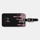 ブラックバラ金ゴールドグリッタードリップモノグラム名 ラゲッジタグ (正面横)