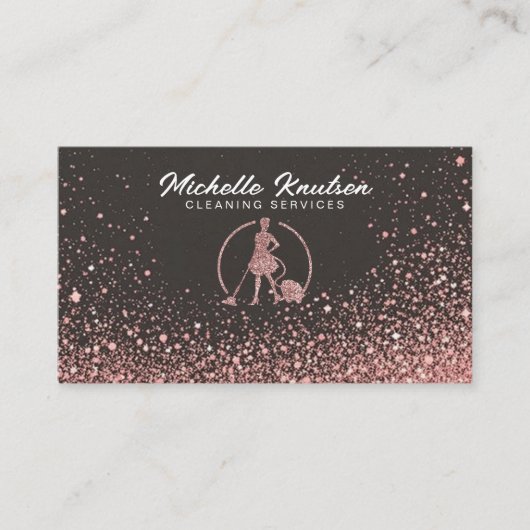 ブラックバラ金ゴールドグリッターハウスクリーニングサービス 名刺 (正面)