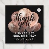 ブラックバラ金ゴールドグリッターバルーン誕生日ありがとう フェイバータグ (裏面)