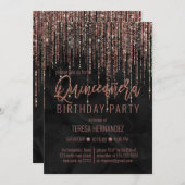 ブラックバラ金ゴールドグリッターパールマーブルキンセアニラ 招待状 (正面/裏面)