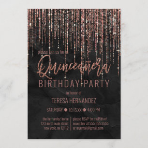 ブラックバラ金ゴールドグリッターパールマーブルキンセアニラ 招待状