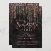 ブラックバラ金ゴールドグリッターパールマーブルバチェロレッテ 招待状 (正面/裏面)