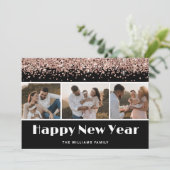 ブラックバラ金ゴールドグリッターフォトハッピー新年カード シーズンカード (スタンド正面)