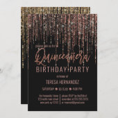 ブラックバラ金ゴールドグリッターフリンジカーテンキンセアニラ 招待状 (正面/裏面)