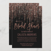 ブラックバラ金ゴールドグリッターフリンジブライダルシャワーメール 招待状 (正面/裏面)