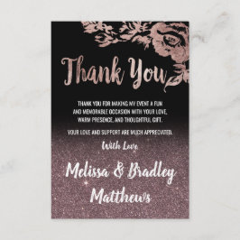 ブラックバラ金ゴールドグリッターフローラありがとう サンキューカード