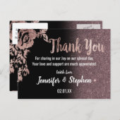 ブラックバラ金ゴールドグリッターフローラありがとう ポストカード (正面/裏面)