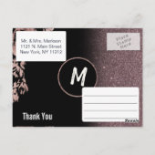 ブラックバラ金ゴールドグリッターフローラありがとう ポストカード (裏面)