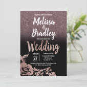 ブラックバラ金ゴールドグリッターフローラ勾結婚配 招待状 (スタンド正面)