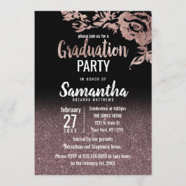 ブラックバラ金ゴールドグリッターフローラ卒業 招待状