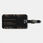 ブラックバラ金ゴールドグリッターモノグラムイニシャル ラゲッジタグ (裏面横)