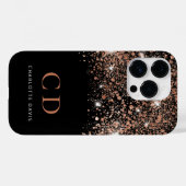 ブラックバラ金ゴールドグリッターモノグラム名 Case-Mate iPhoneケース (裏面 (横))