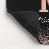 ブラックバラ金ゴールドグリッターモノグラム マウスパッド (コーナー)