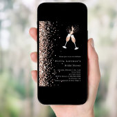 ブラックバラ金ゴールドグリッター応援パーティーブライダルシャワー 招待状