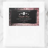 ブラックバラ金ゴールドグリッター製品ラベルロゴ宝石 長方形シール (バッグ)