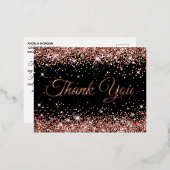 ブラックバラ金ゴールドグリッター40th誕生日ありがとう 箔招待状ポストカード (正面/裏面)