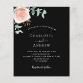 ブラックバラ金ゴールドグリーナリー予算結婚式招待状 (正面)