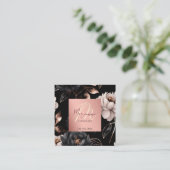 ブラックバラ金ゴールドシックな花テンプレートqr スクエア名刺 (スタンド正面)