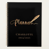 ブラックバラ金ゴールドスクールワーク勉強タイポグラフィ2026 プランナー手帳 (正面)