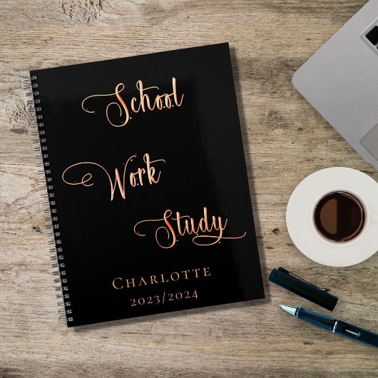 ブラックバラ金ゴールドスクールワーク勉強タイポグラフィ2026 プランナー手帳