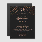 ブラックバラ金ゴールドスターラグジュアリー卒業パーティー マグネット招待状 (正面/裏面)